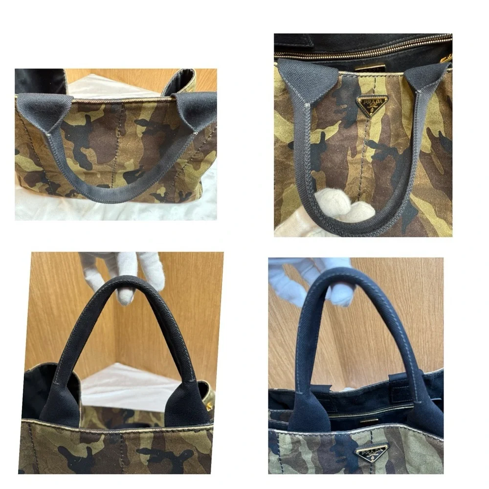 Prada Camo Canvas Tote Bag Structured Everyday Carry All - Picture 5 of 11